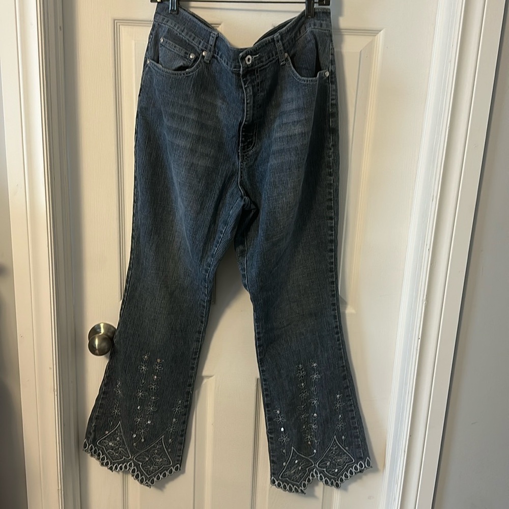 Jenny Jo Jeans size 15/16 scalloped, embroidered, sequin
